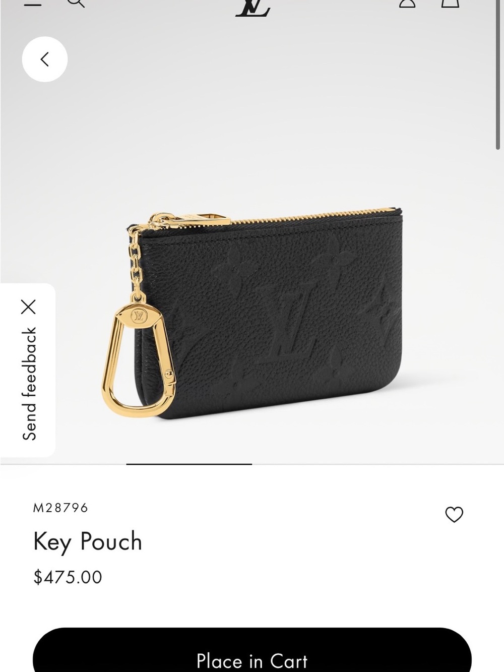 Louis Vuitton Black Embossed Monogram Key Pouch with Gold Hardware Clip